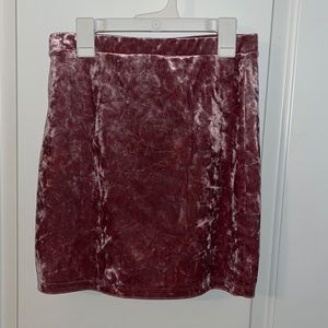 Forever 21 velvet, pink miniskirt, size medium.